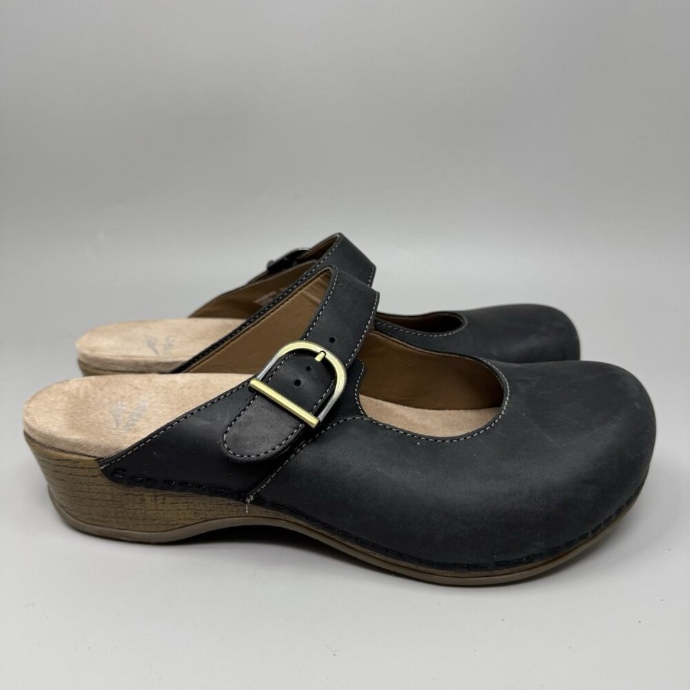 Dansko Martina Women’s Mule Black Leather Clogs Mary Jane Shoes Size 10.5 US